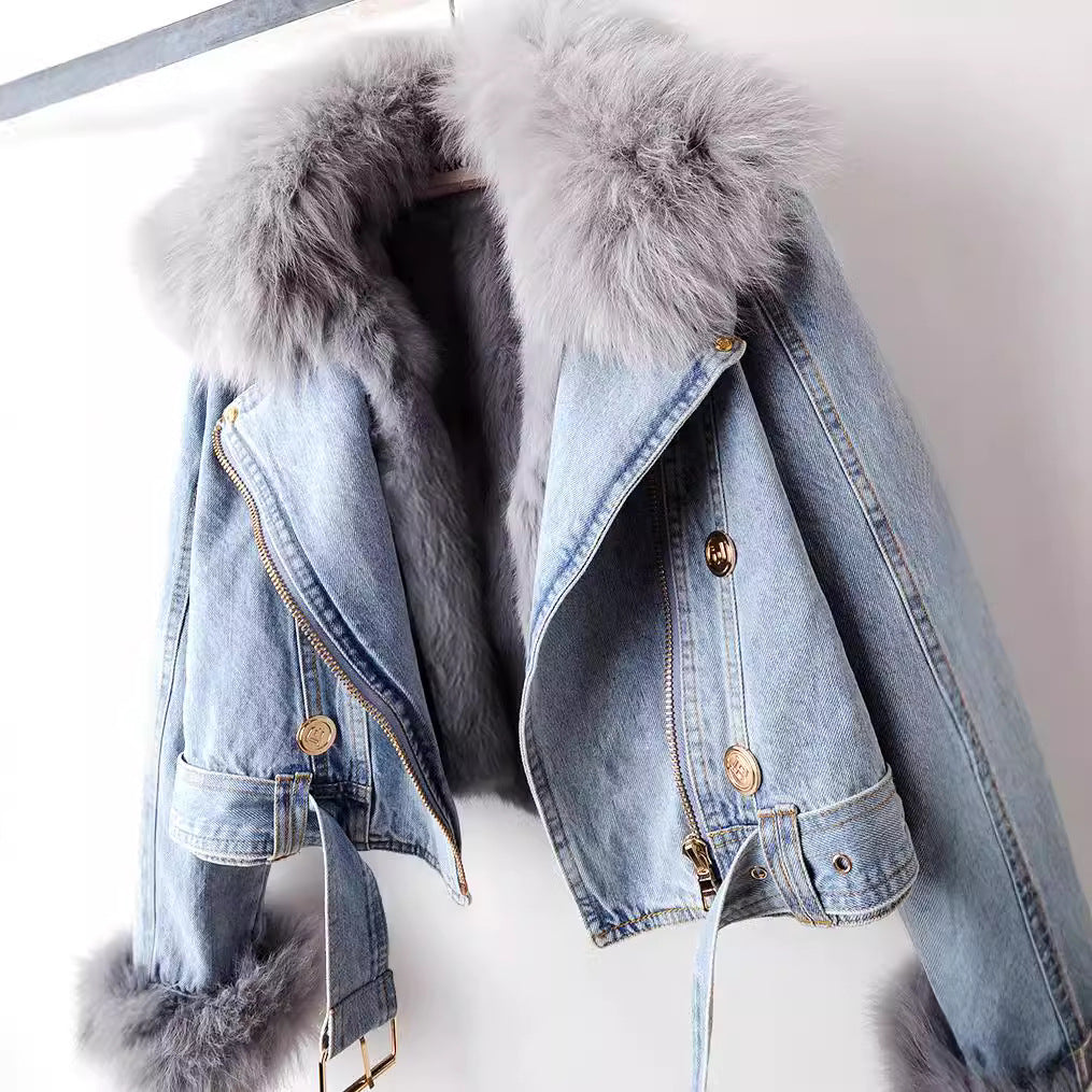 Femke™ Faux Fur Denim Coat