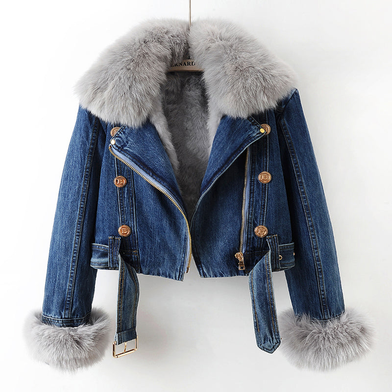 Femke™ Faux Fur Denim Coat