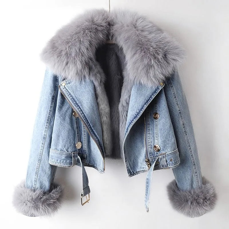 Femke™ Faux Fur Denim Coat